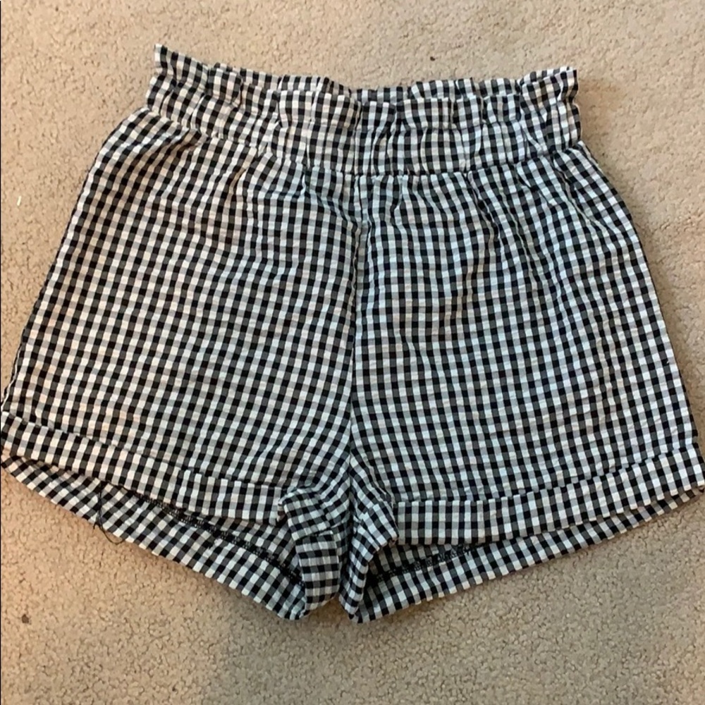 Black and white checked shorts